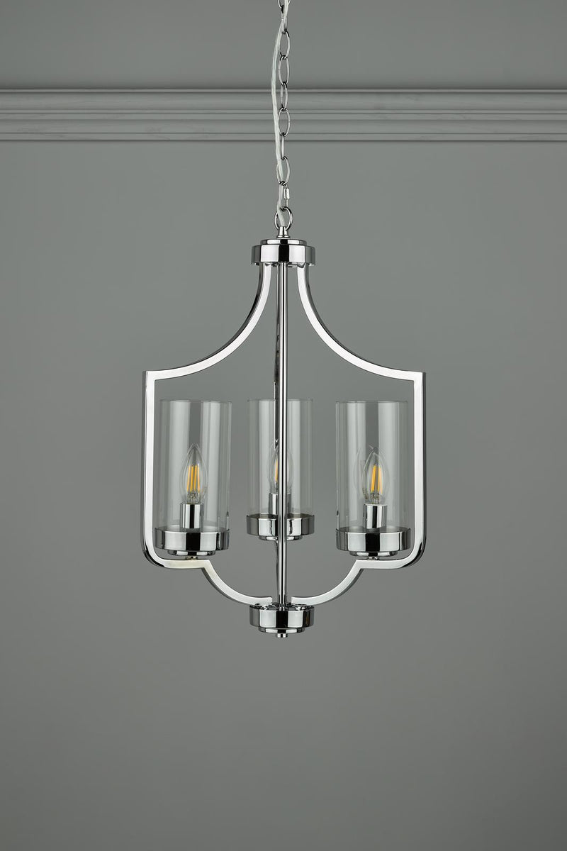 Laura Ashley Joseph 3lt Chandelier Polished Chrome Glass • LA3732582-Q