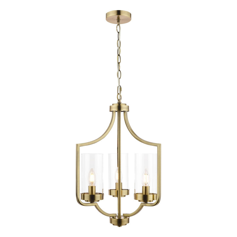 Laura Ashley Joseph 3lt Chandelier Antique Brass Glass • LA3732584-Q