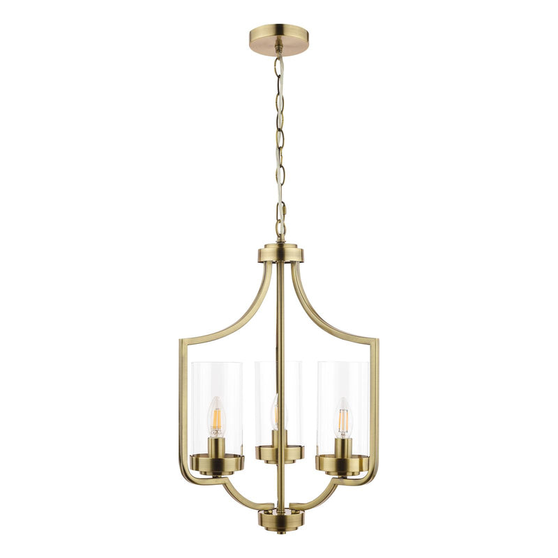 Laura Ashley Joseph 3lt Chandelier Antique Brass Glass • LA3732584-Q