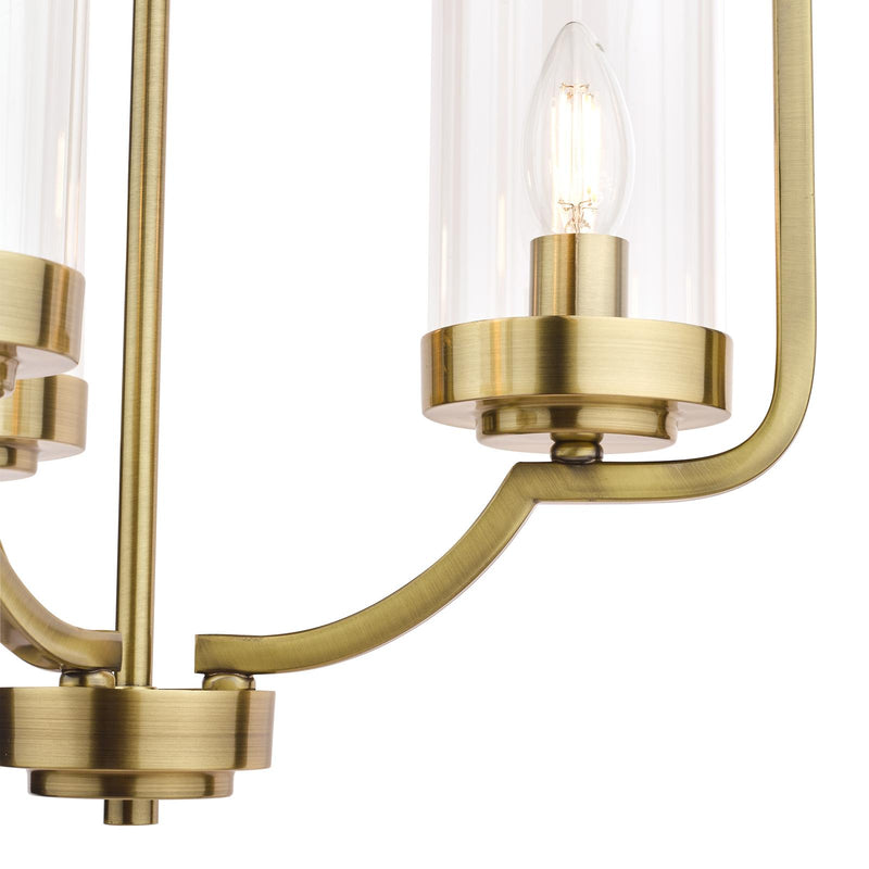 Laura Ashley Joseph 3lt Chandelier Antique Brass Glass • LA3732584-Q
