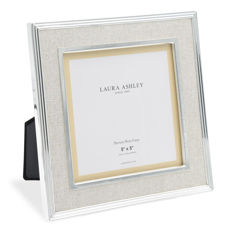 Laura Ashley Harrison Photo Frame Polished Silver Linen 5" x 5" • LA3732667-Q