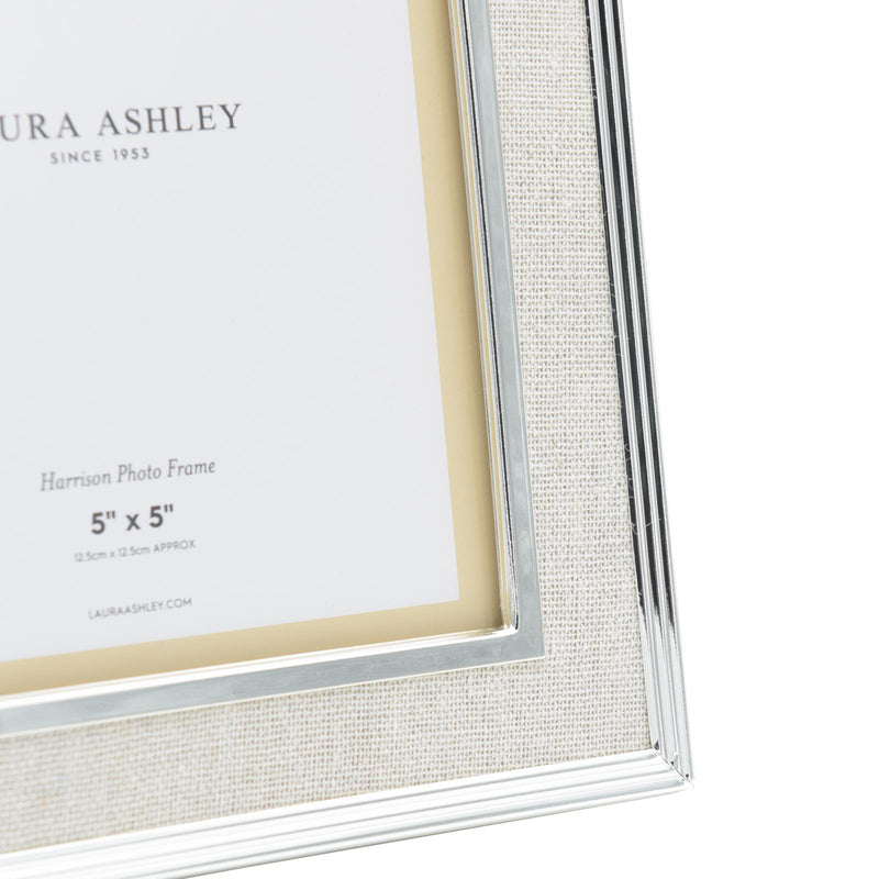 Laura Ashley Harrison Photo Frame Polished Silver Linen 5" x 5" • LA3732667-Q
