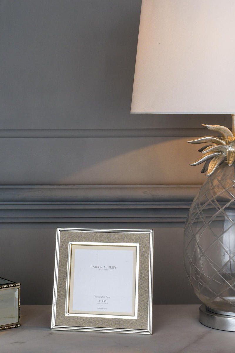 Laura Ashley Harrison Photo Frame Polished Silver Linen 5" x 5" • LA3732667-Q