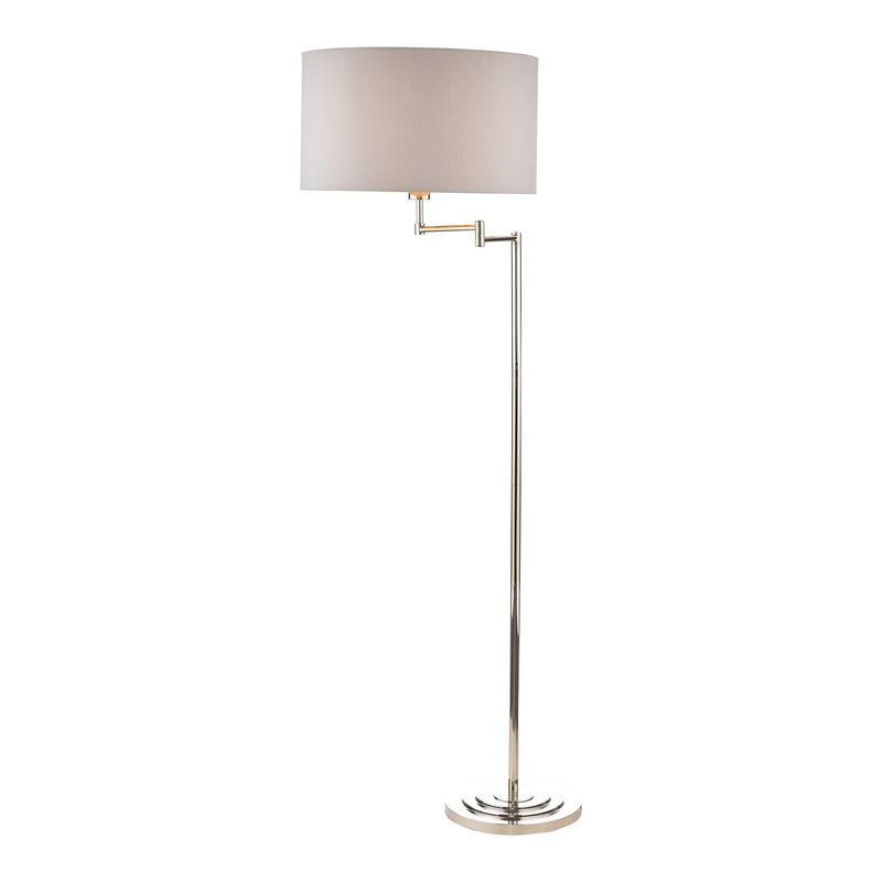 Laura Ashley Marlowe Swing Arm Floor Lamp Polished Nickel With Shade • LA3734177-Q