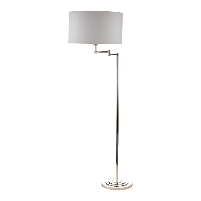 Laura Ashley Marlowe Swing Arm Floor Lamp Polished Nickel With Shade • LA3734177-Q