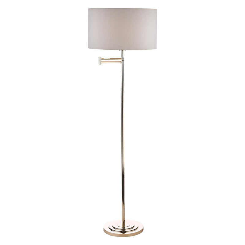 Laura Ashley Marlowe Swing Arm Floor Lamp Polished Nickel With Shade • LA3734177-Q