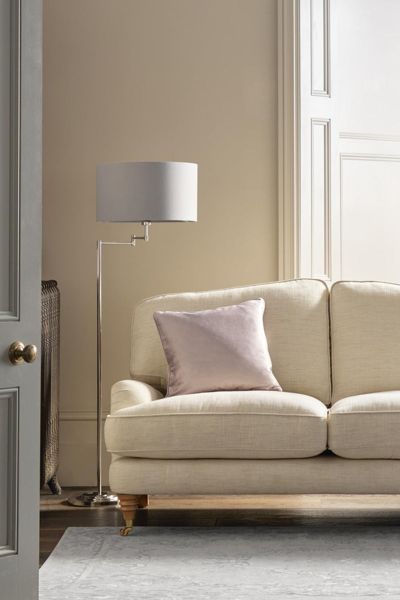 Laura Ashley Marlowe Swing Arm Floor Lamp Polished Nickel With Shade • LA3734177-Q