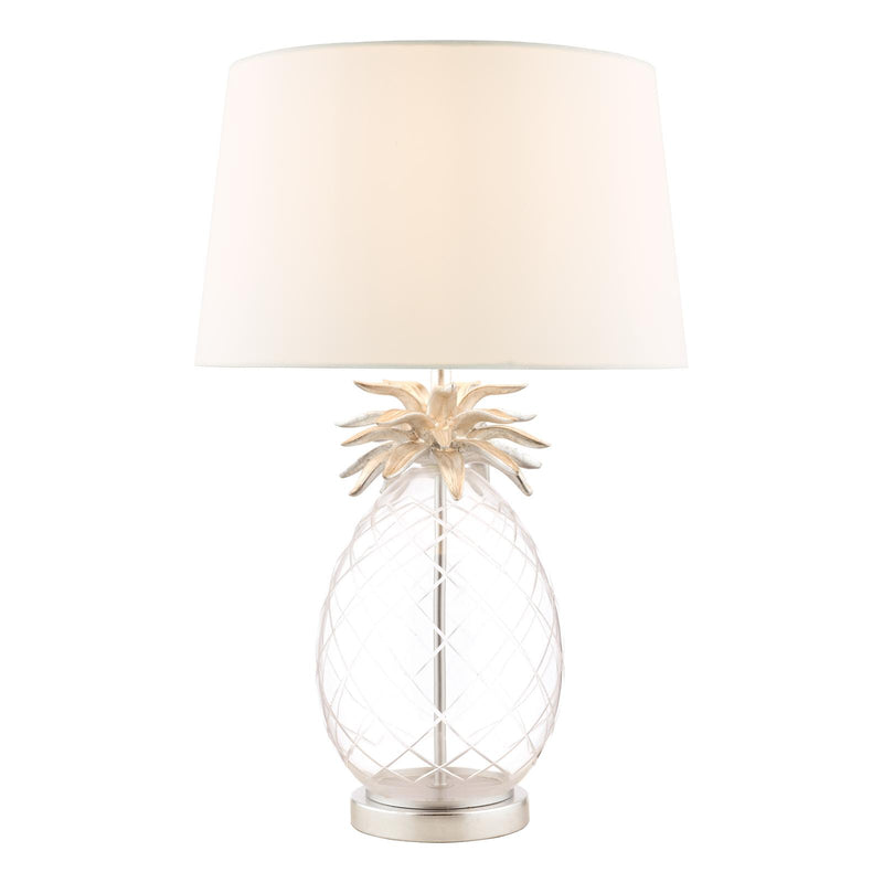 Laura Ashley Large Pineapple Table Lamp Glass & Brushed Chrome With Shade • LA3734611-Q