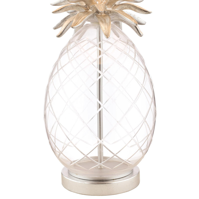 Laura Ashley Large Pineapple Table Lamp Glass & Brushed Chrome With Shade • LA3734611-Q