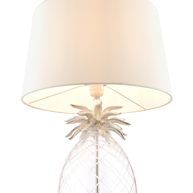 Laura Ashley Large Pineapple Table Lamp Glass & Brushed Chrome With Shade • LA3734611-Q