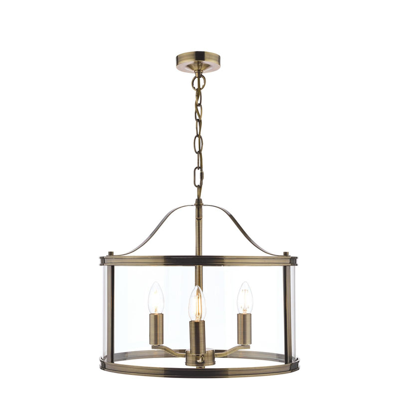 Laura Ashley Harrington 3lt Pendant Antique Brass Glass • LA3734640-Q