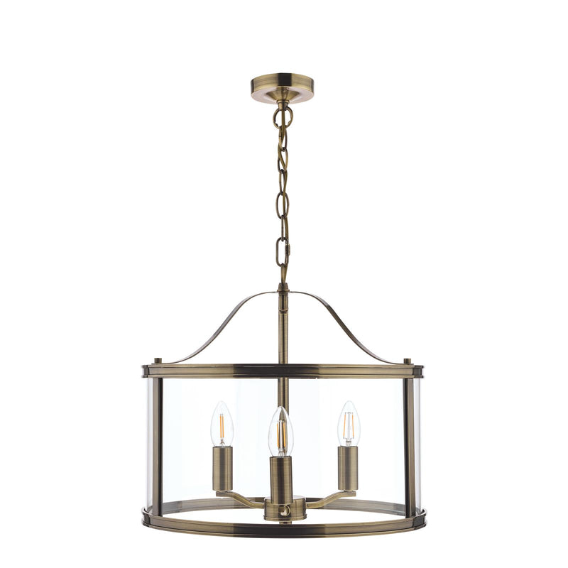Laura Ashley Harrington 3lt Pendant Antique Brass Glass • LA3734640-Q