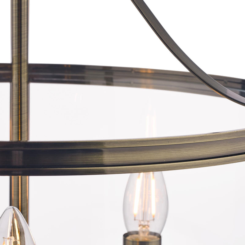 Laura Ashley Harrington 3lt Pendant Antique Brass Glass • LA3734640-Q
