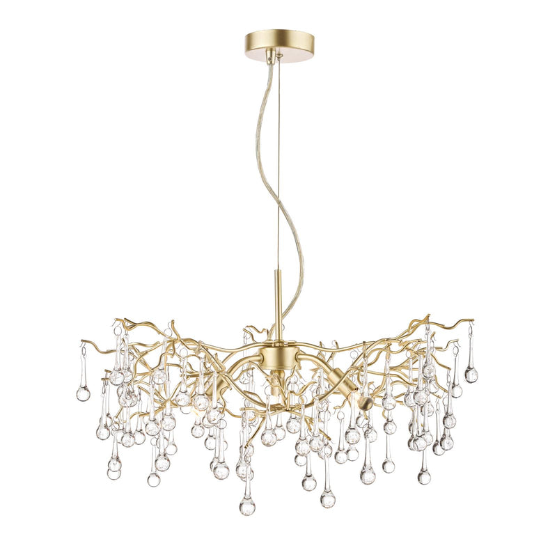 Laura Ashley Willow 3 Light Pendant Satin Champagne and Crystal • LA3734644-Q