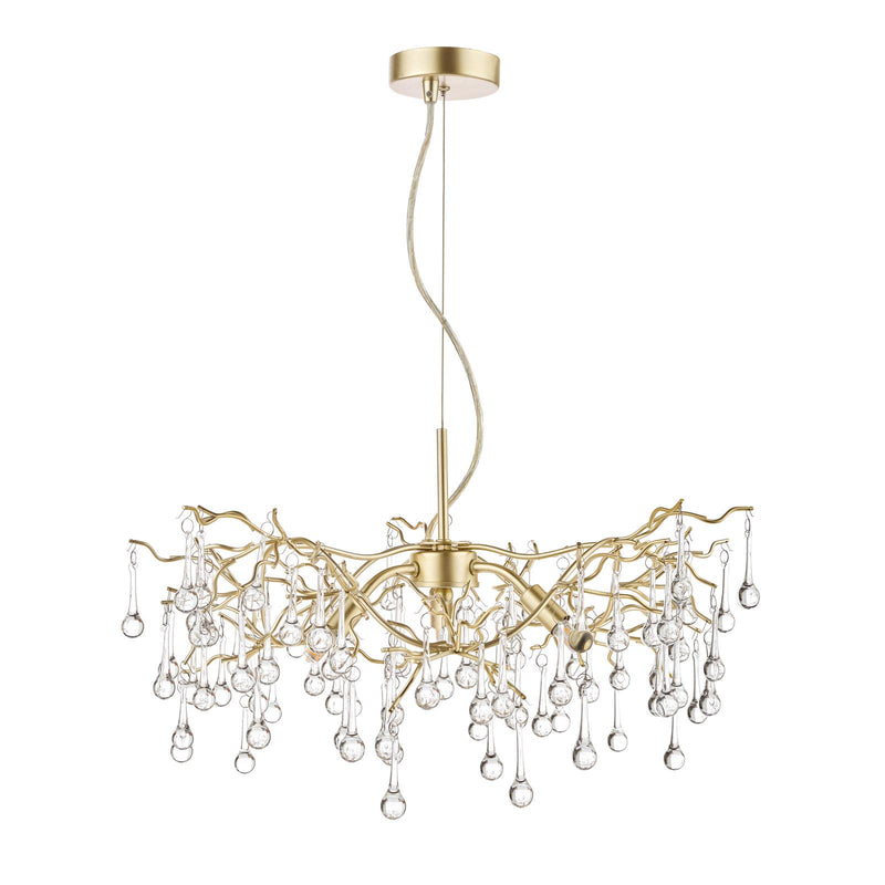 Laura Ashley Willow 3 Light Pendant Satin Champagne and Crystal • LA3734644-Q