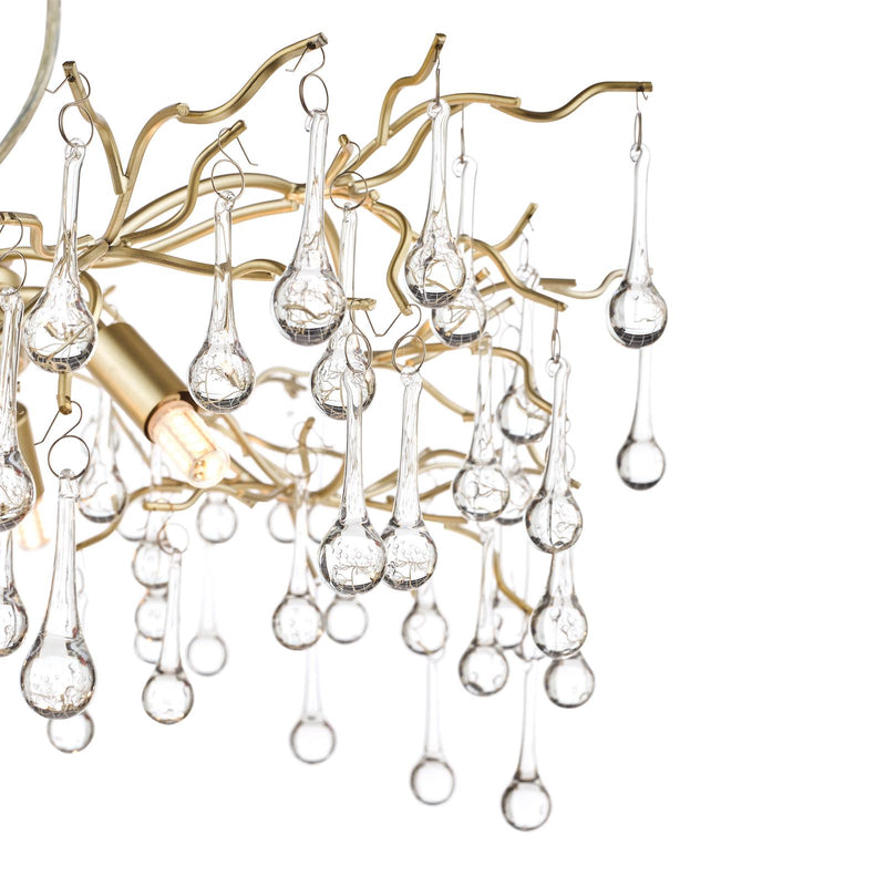 Laura Ashley Willow 3 Light Pendant Satin Champagne and Crystal • LA3734644-Q