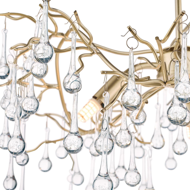 Laura Ashley Willow 3 Light Pendant Satin Champagne and Crystal • LA3734644-Q