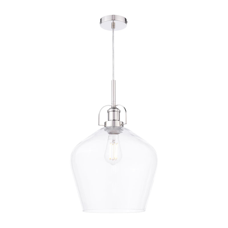 Laura Ashley Rye Pendant Polished Nickel Clear Glass • LA3734719-Q