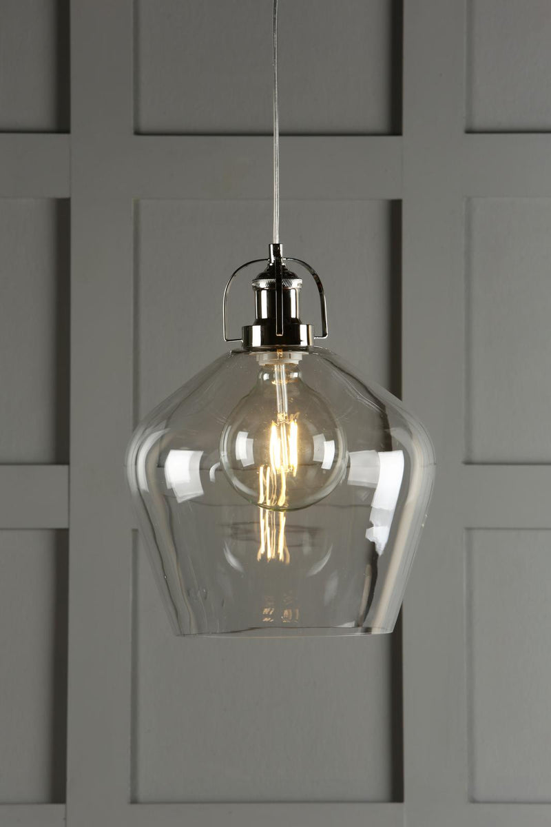 Laura Ashley Rye Pendant Polished Nickel Clear Glass • LA3734719-Q