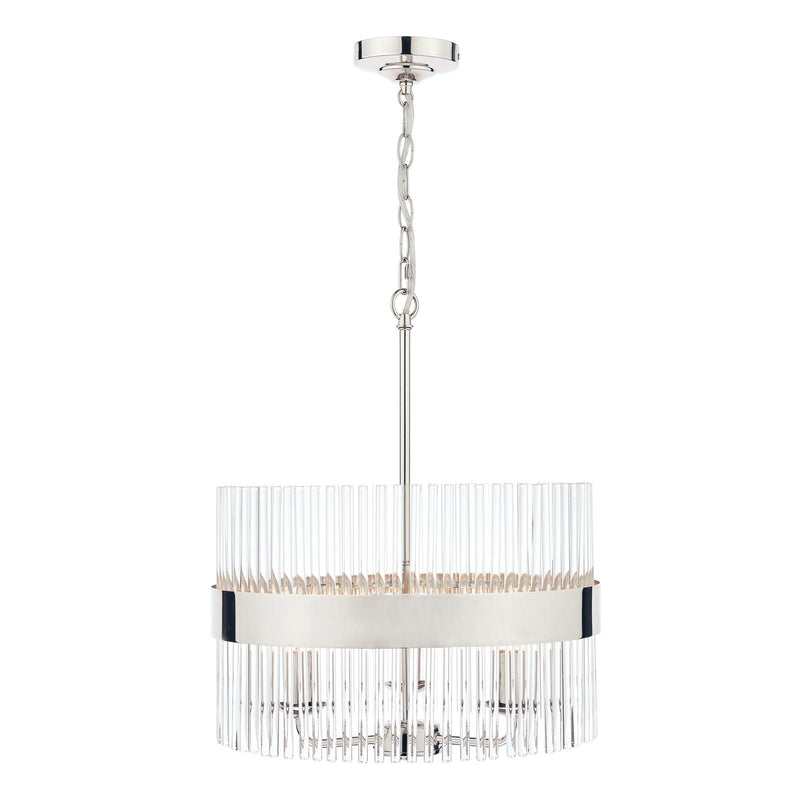 Laura Ashley Alexa 3lt Pendant Polished Nickel Glass Rods • LA3736027-Q