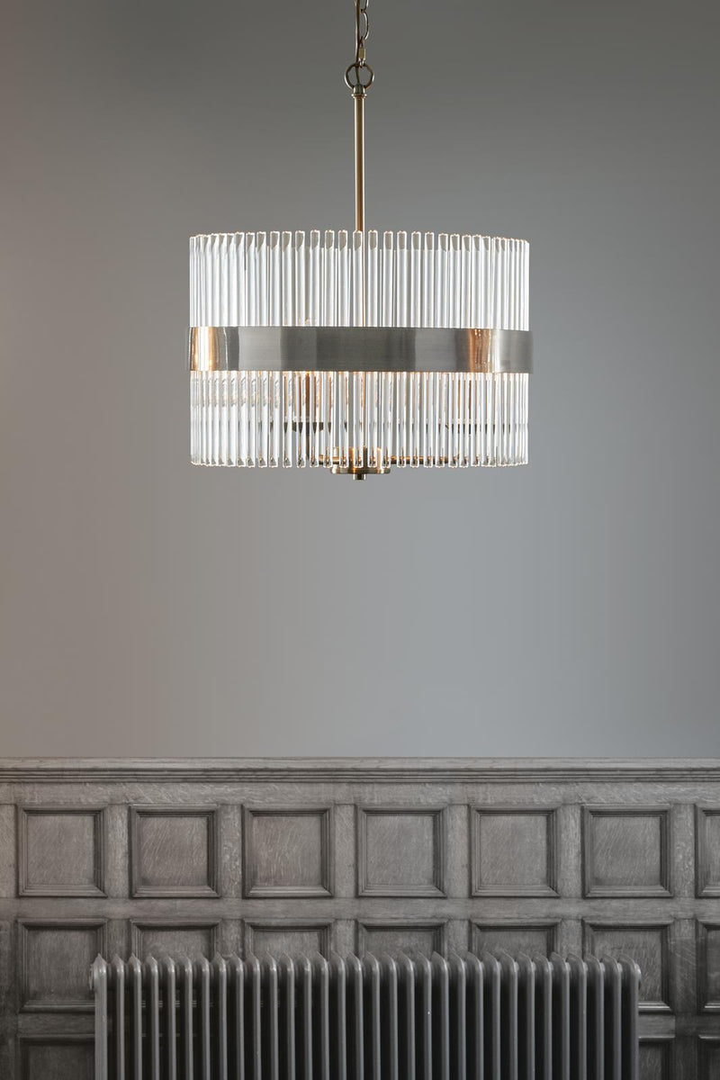 Laura Ashley Alexa 3lt Pendant Polished Nickel Glass Rods • LA3736027-Q