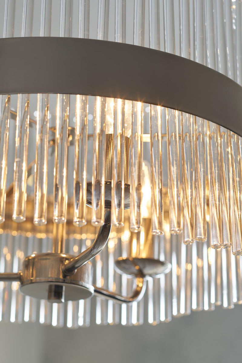 Laura Ashley Alexa 3lt Pendant Polished Nickel Glass Rods • LA3736027-Q