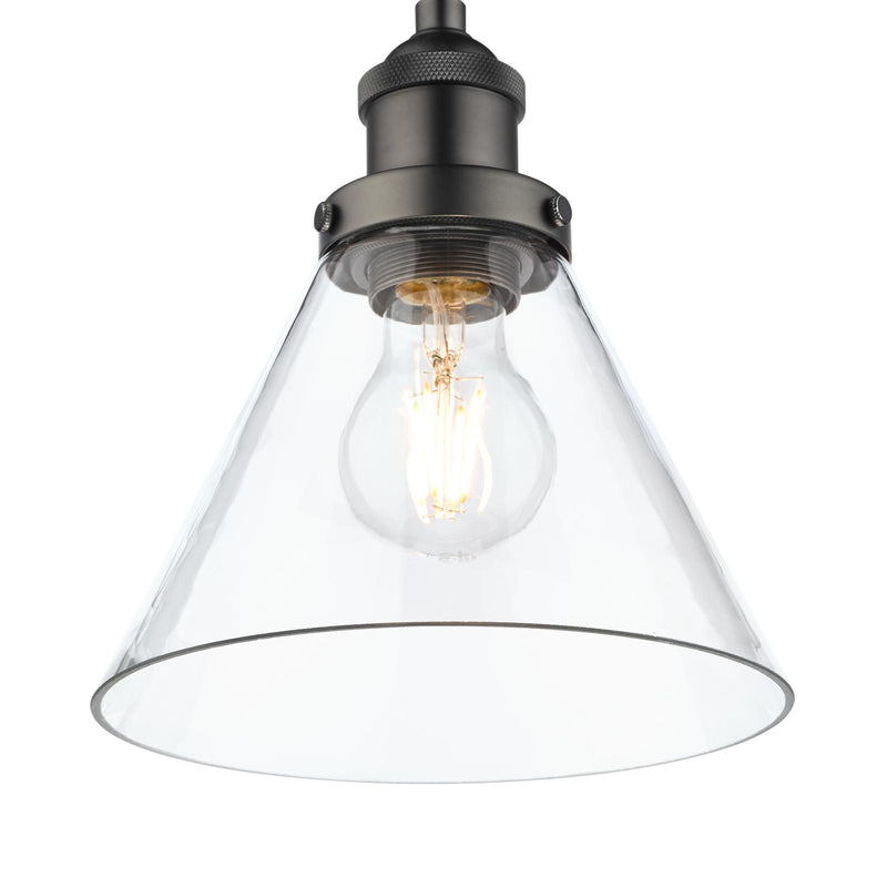 Laura Ashley Isaac Pendant Industrial Nickel Glass • LA3742245-Q