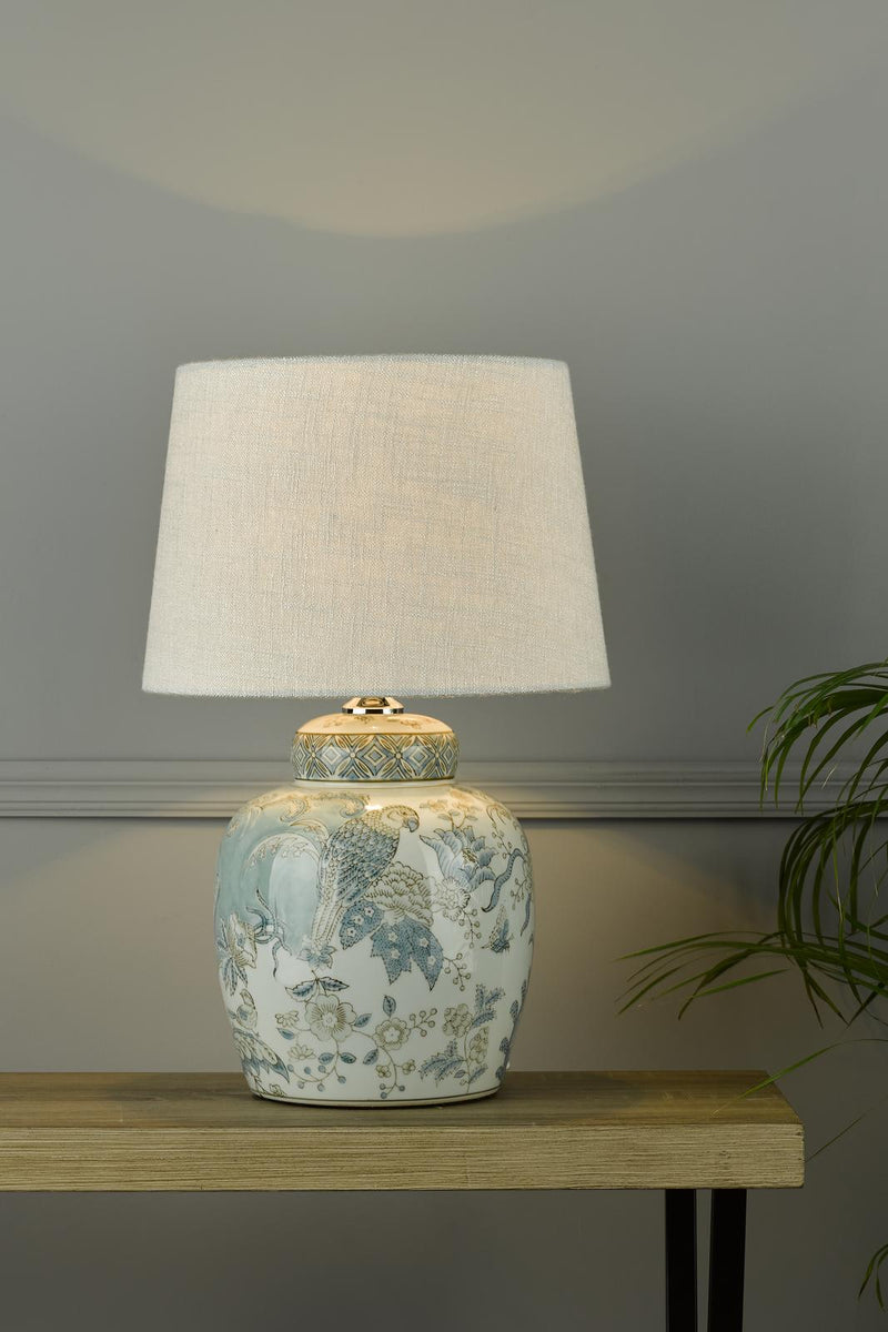 Laura Ashley Elizabeth Ceramic Table Lamp With Bird Print Design Base Only • LA3742516-Q