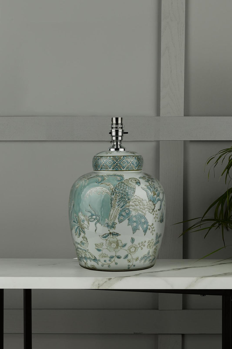 Laura Ashley Elizabeth Ceramic Table Lamp With Bird Print Design Base Only • LA3742516-Q