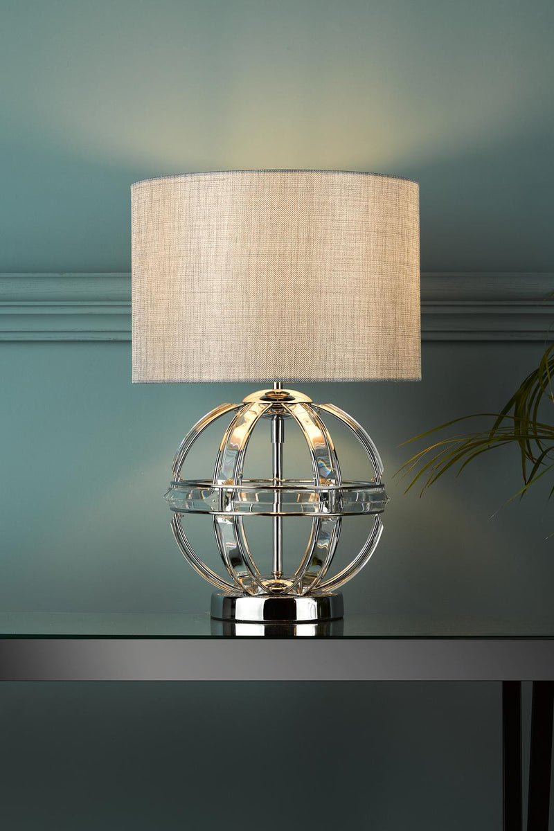 Laura Ashley Aidan Glass & Polished Chrome Globe Table Lamp with Shade • LA3742828-Q