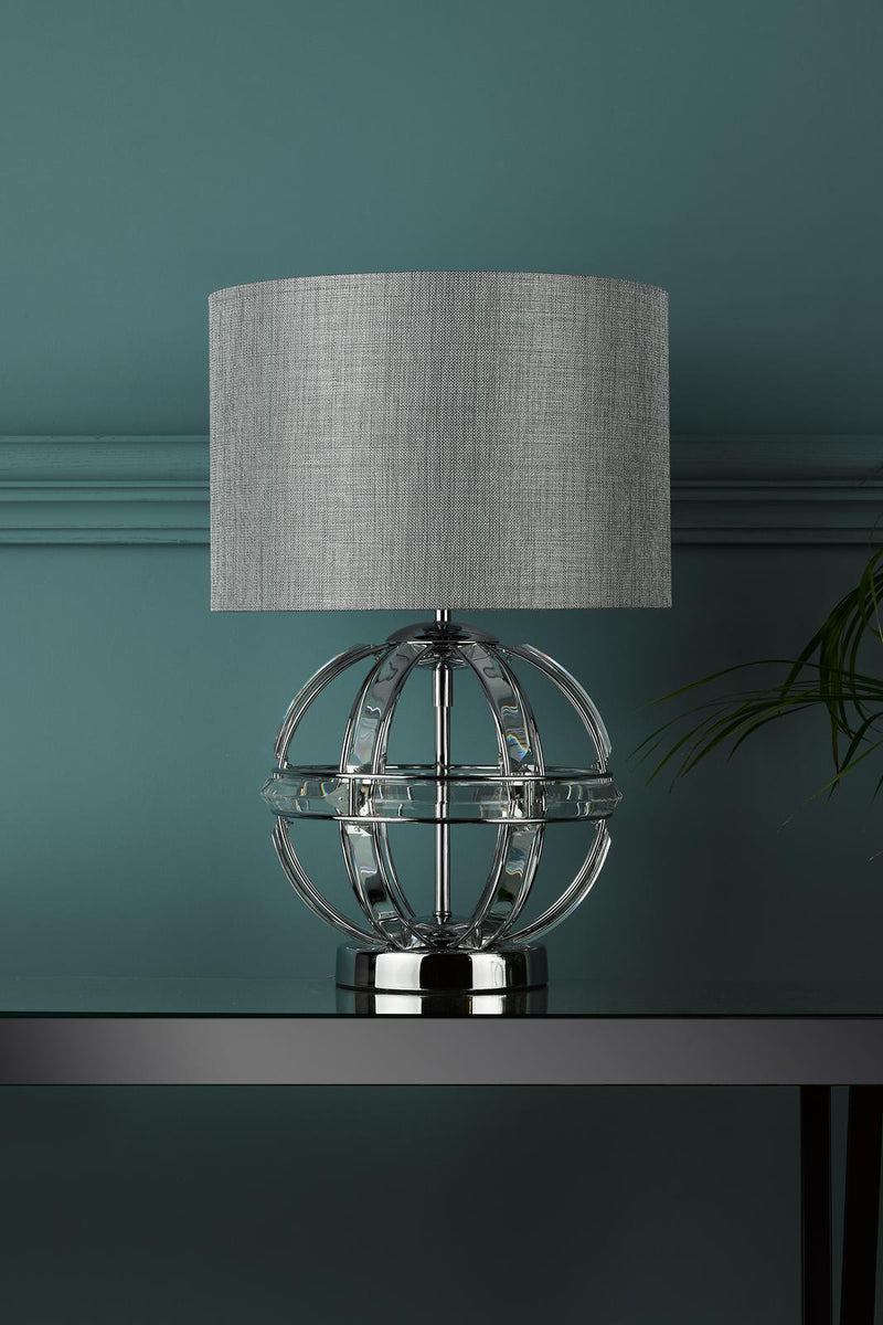 Laura Ashley Aidan Glass & Polished Chrome Globe Table Lamp with Shade • LA3742828-Q