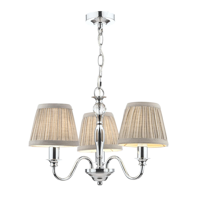 Laura Ashley Ellis 3 Light Pendant Polished Chrome and Crystal With Shade • LA3743655-Q