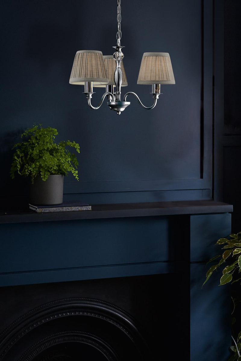 Laura Ashley Ellis 3 Light Pendant Polished Chrome and Crystal With Shade • LA3743655-Q