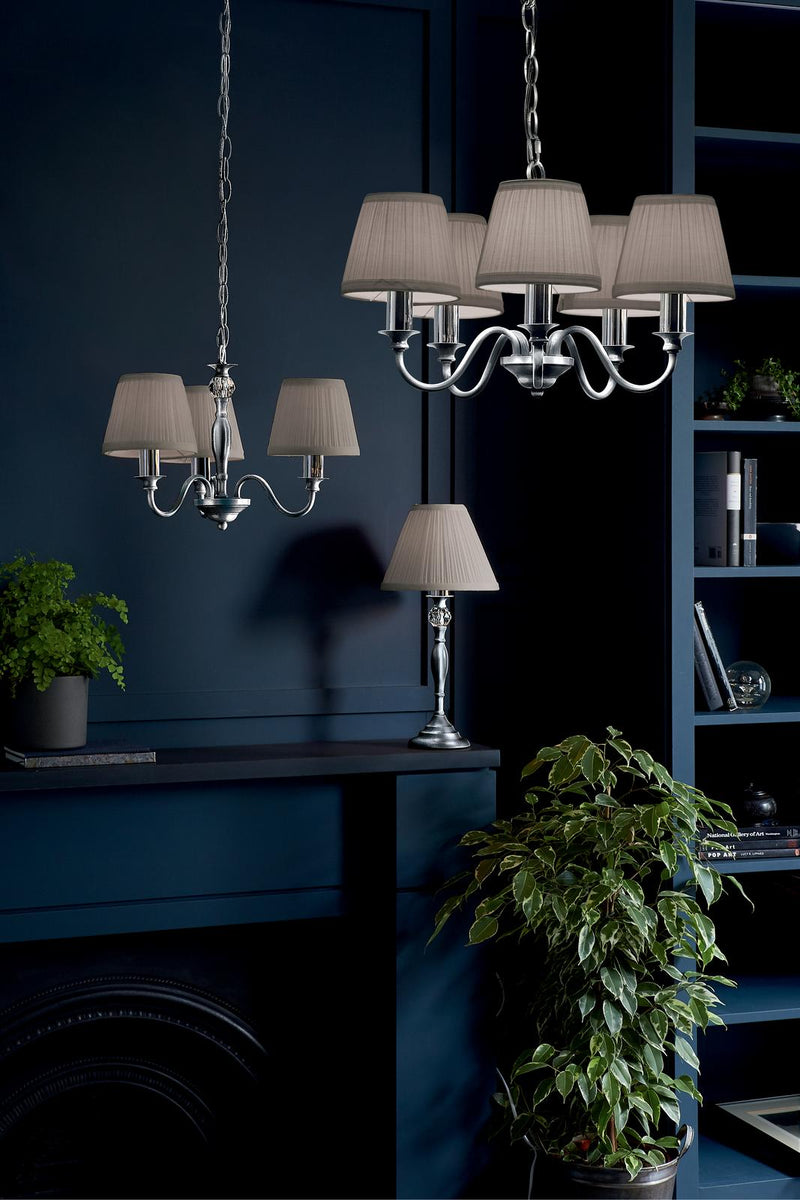 Laura Ashley Ellis 3 Light Pendant Polished Chrome and Crystal With Shade • LA3743655-Q