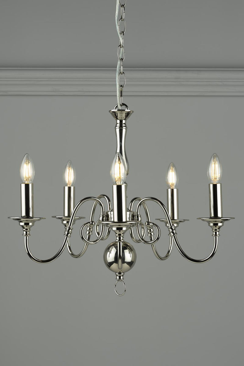 Laura Ashley Winchester 5lt Pendant Polished Nickel • LA3743657-Q