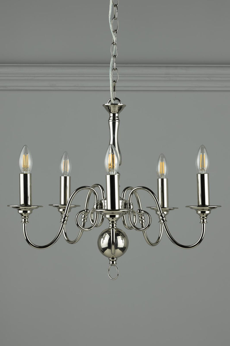 Laura Ashley Winchester 5lt Pendant Polished Nickel • LA3743657-Q