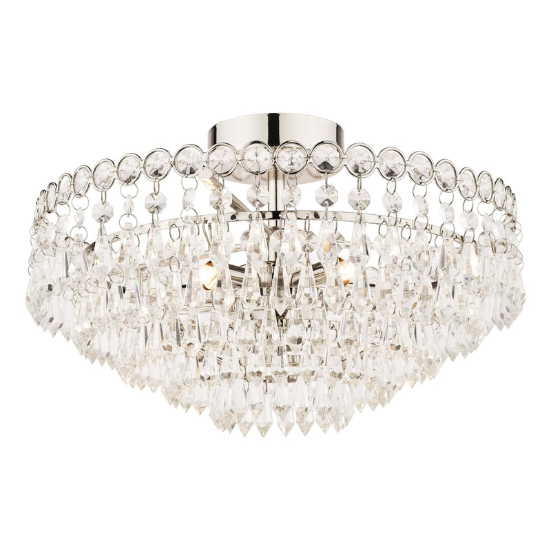 Laura Ashley Enid 5 Light Semi-Flush Faceted Glass and Polished Nickel • LA3756041-Q