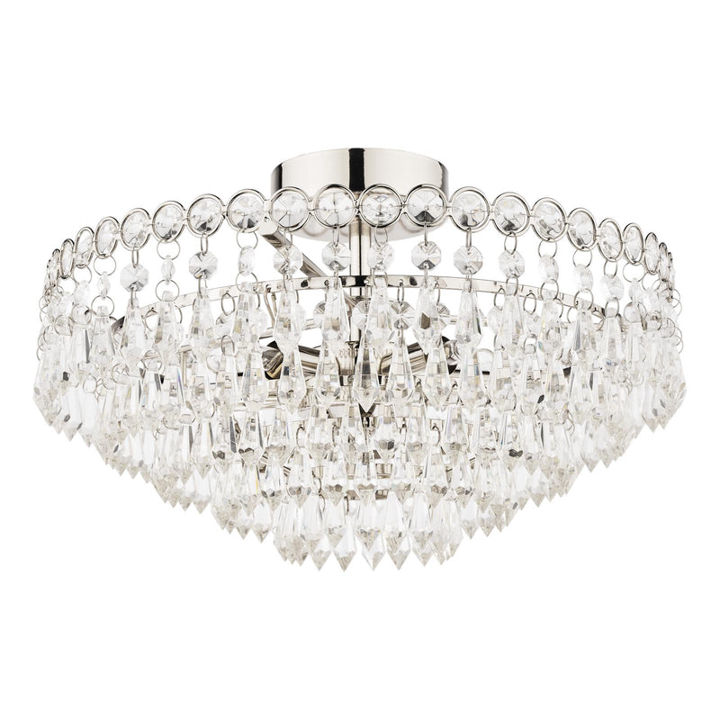 Laura Ashley Enid 5 Light Semi-Flush Faceted Glass and Polished Nickel • LA3756041-Q