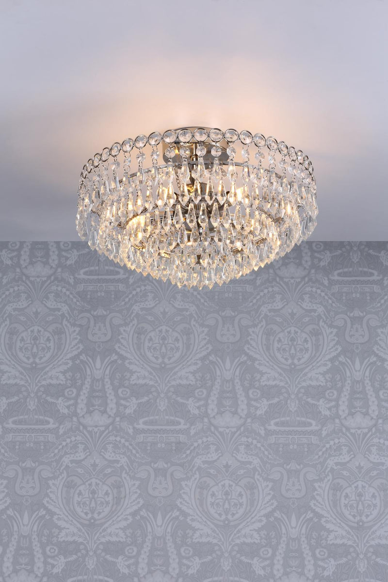 Laura Ashley Enid 5 Light Semi-Flush Faceted Glass and Polished Nickel • LA3756041-Q