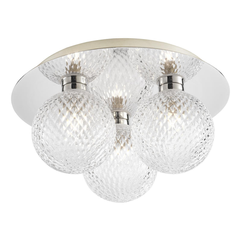 Laura Ashley Prague 3lt Flush Bathroom Light Glass Polished Chrome IP44 • LA3756047-Q