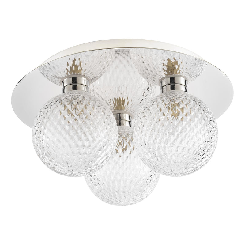 Laura Ashley Prague 3lt Flush Bathroom Light Glass Polished Chrome IP44 • LA3756047-Q