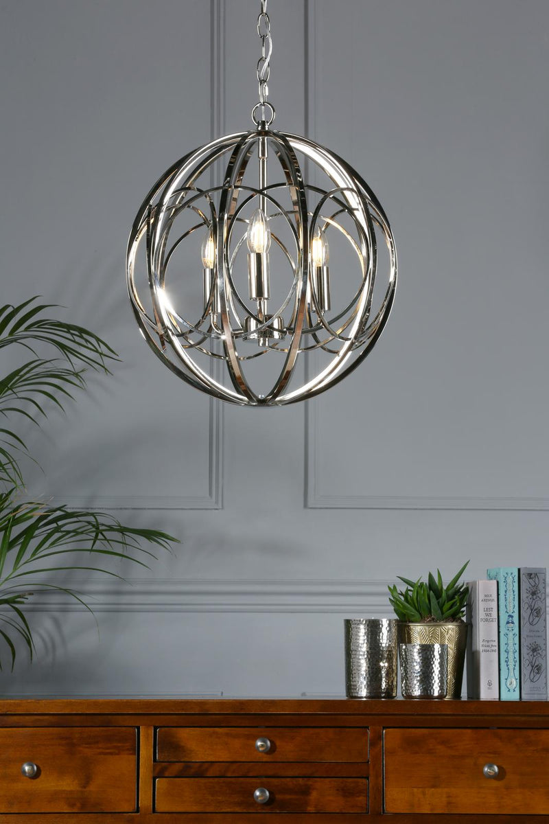 Laura Ashley Orbital 3 Light Pendant Polished Nickel • LA3756050-Q