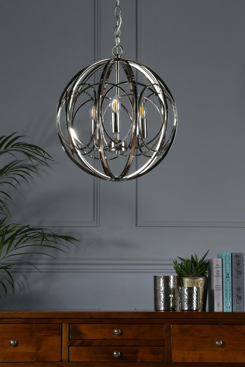 Laura Ashley Orbital 3 Light Pendant Polished Nickel • LA3756050-Q