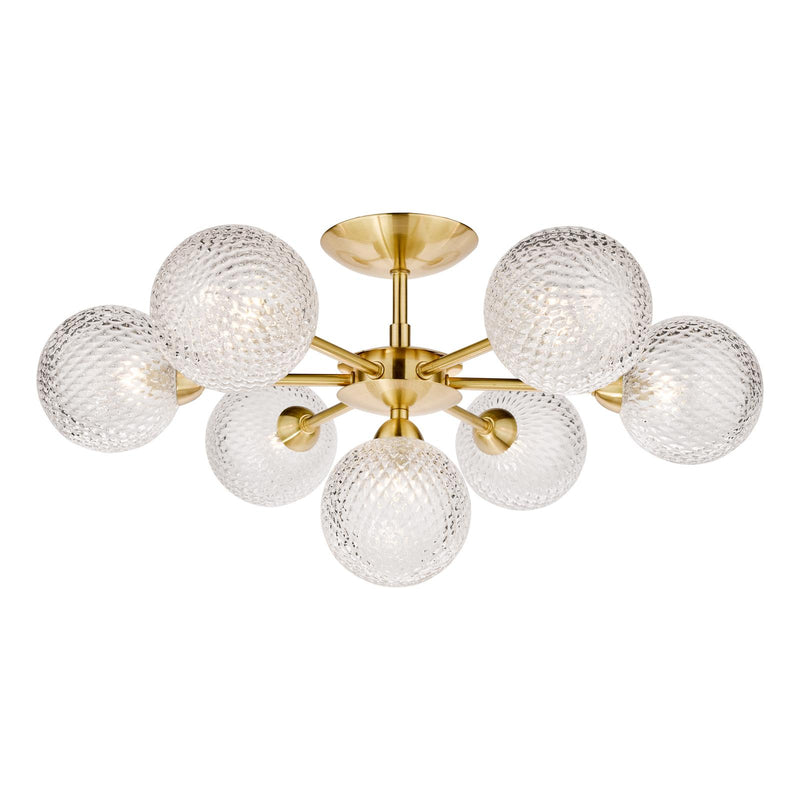 Laura Ashley Atherton 7lt Semi Flush Satin Brass Glass  • LA3756055-Q