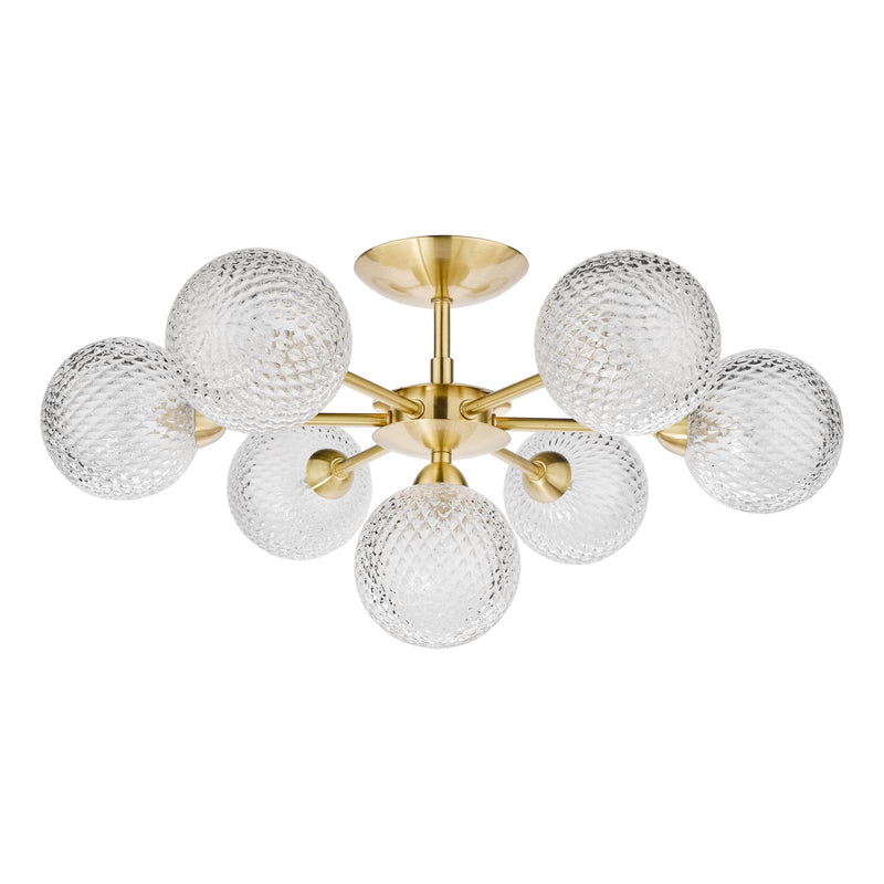 Laura Ashley Atherton 7lt Semi Flush Satin Brass Glass  • LA3756055-Q