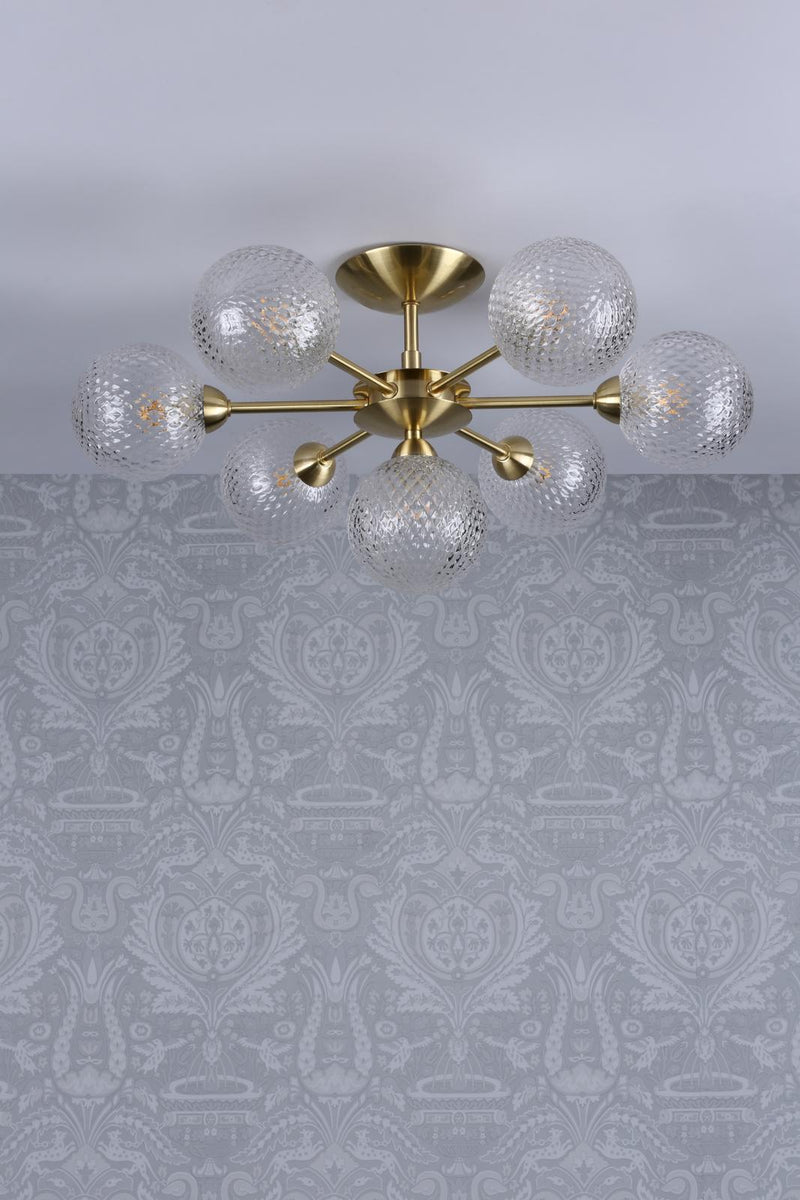 Laura Ashley Atherton 7lt Semi Flush Satin Brass Glass  • LA3756055-Q