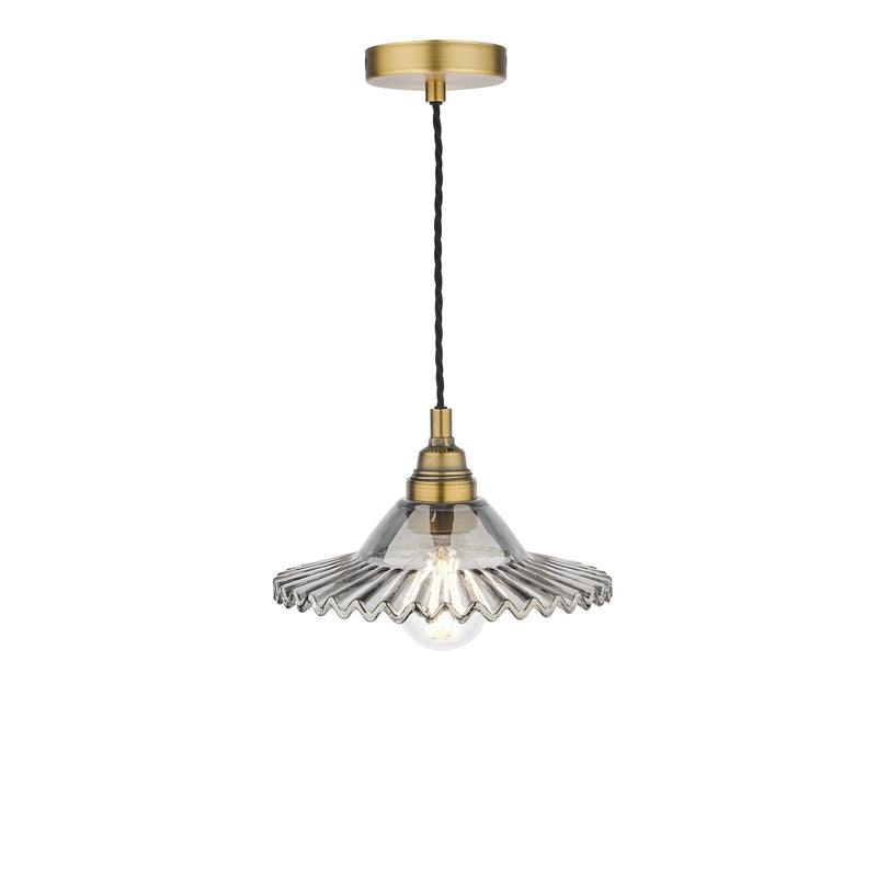 Laura Ashley Pippa Pendant Aged Brass Smoked Glass  • LA3756057-Q
