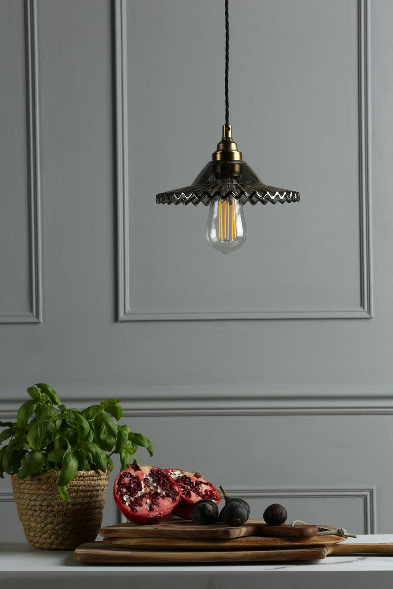 Laura Ashley Pippa Pendant Aged Brass Smoked Glass  • LA3756057-Q