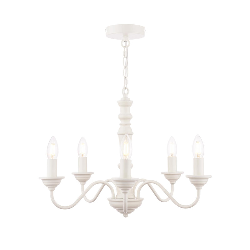 Laura Ashley Tate 5lt Pendant Distressed Off White Fitting Only • LA3756058-Q