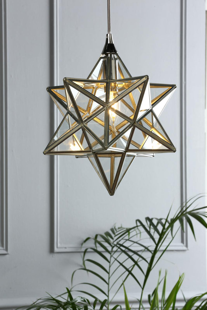 Laura Ashley Small Star Pendant Polished Silver and Glass • LA3756059-Q